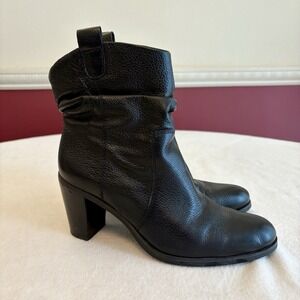 Circa Joan & David Kirstin Leather Ankle Boots Women's 7 Black High Heel Slouchy